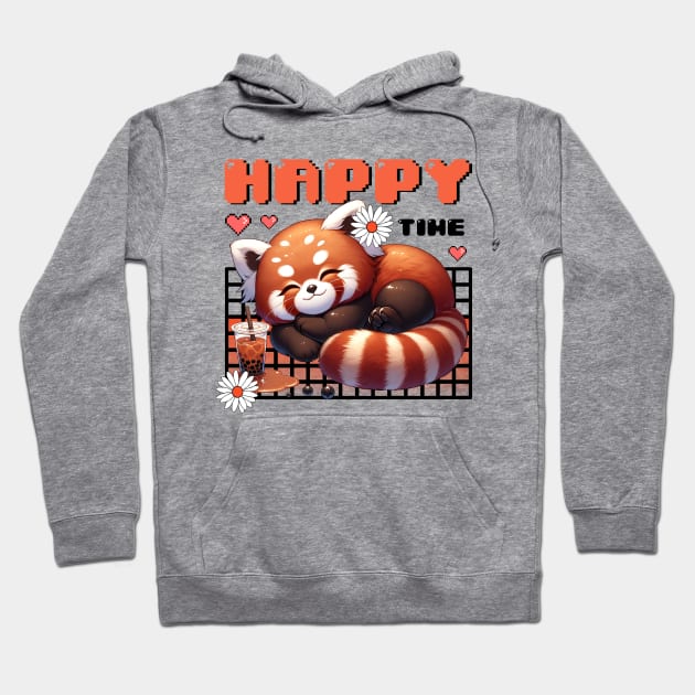 Red Panda Boba Happy time Hoodie by MasutaroOracle